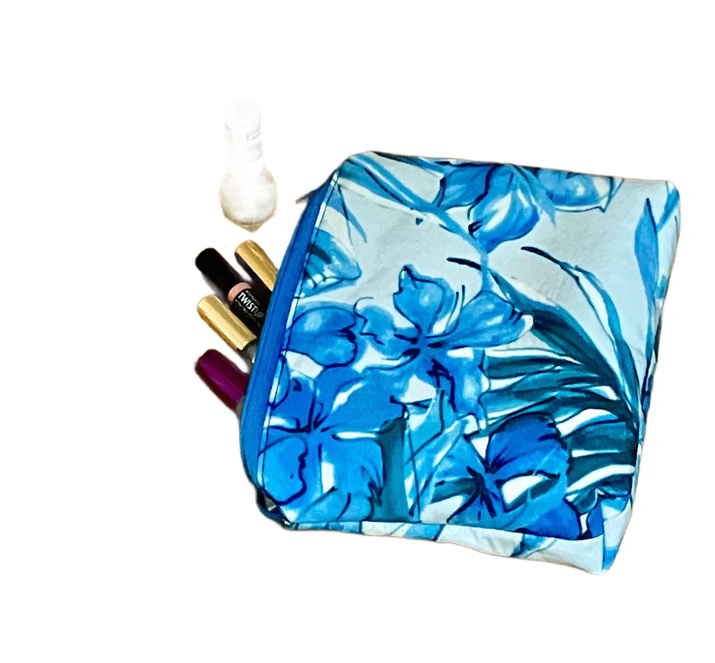 Ice Blue Flower Makeup Bag