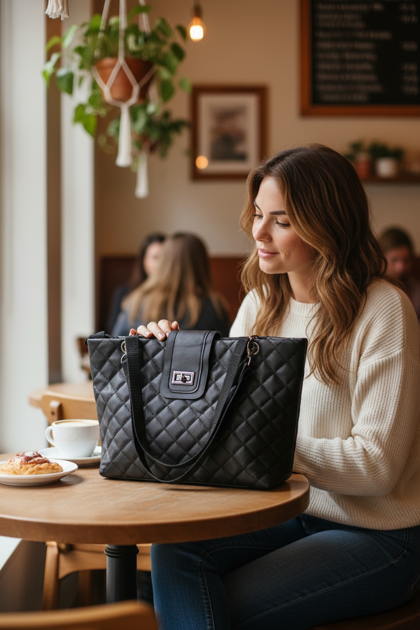 Quilted Faux Leather Tote