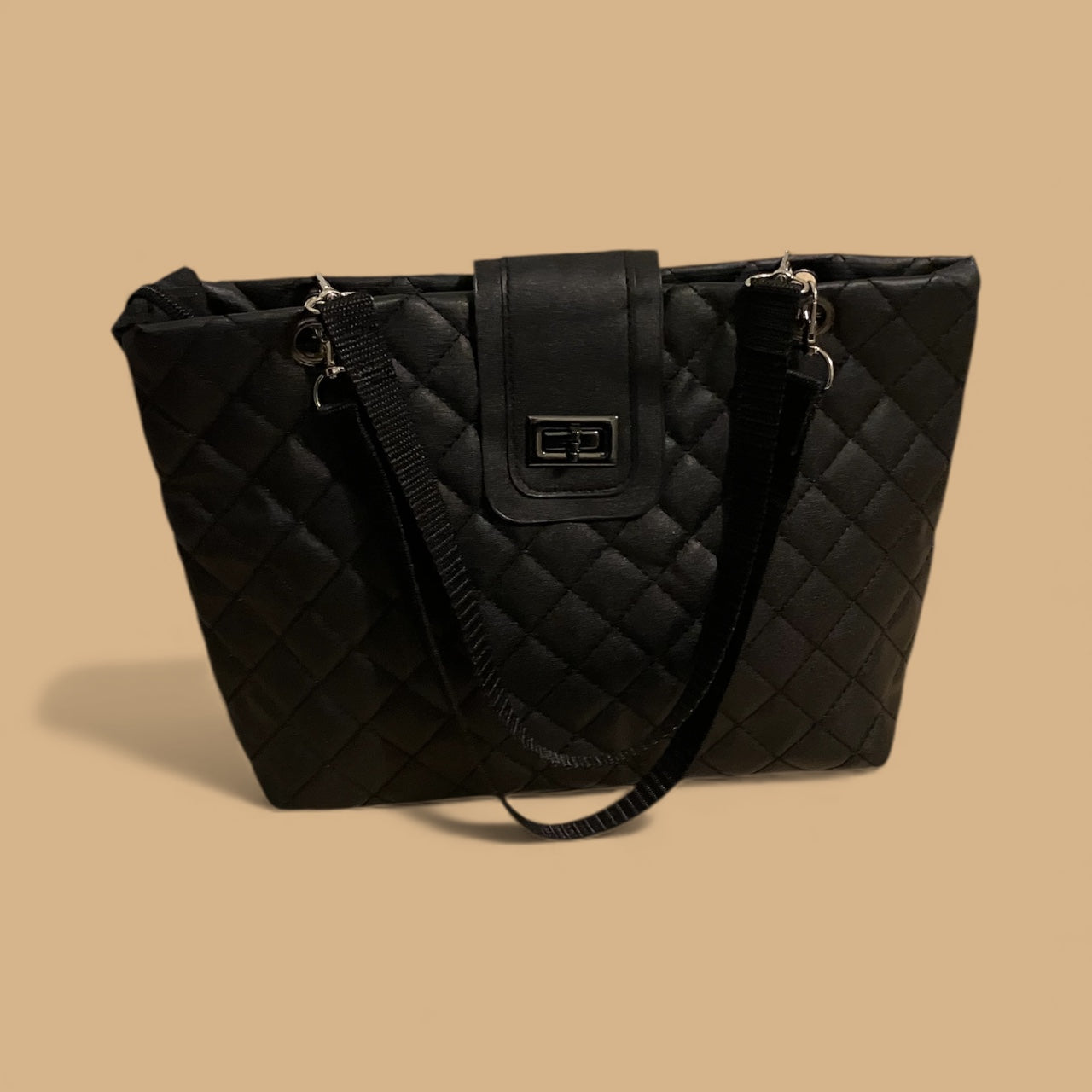 Quilted Faux Leather Tote